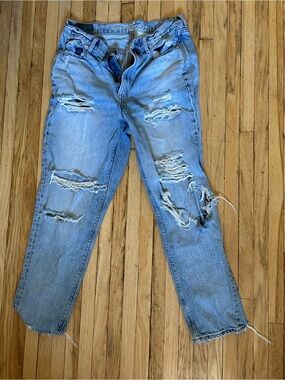 Light Blue Distressed Jeans - Casual Ripped Denim